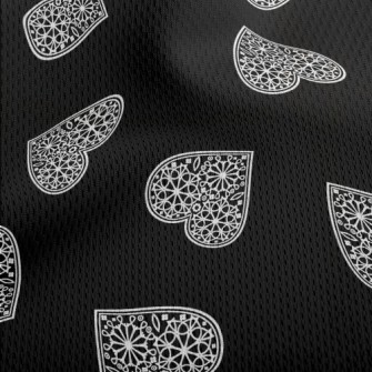 Lace Heart Pattern Athletic Mesh Flat Back
