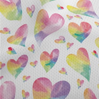 Watercolor Colored Love Heart Athletic Mesh Flat Back