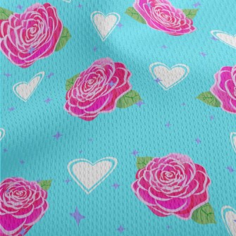 Roses And Love Hearts Athletic Mesh Flat Back