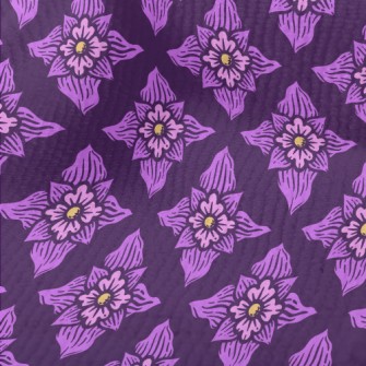 Hand Drawn Purple Flowers Terry