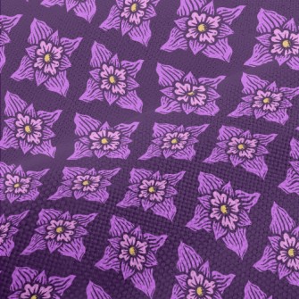Hand Drawn Purple Flowers Performance Linen