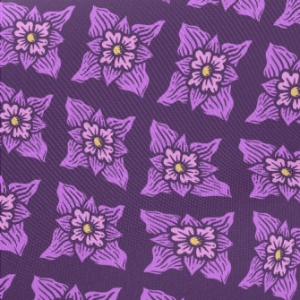 Hand Drawn Purple Flowers Twill