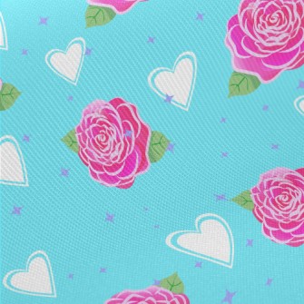 Roses And Love Hearts Twill