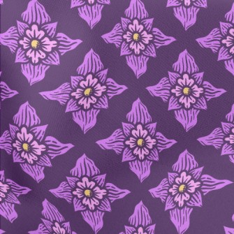 Hand Drawn Purple Flowers Stretch Ponte