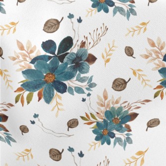 Blue Watercolor Flowers Stretch Ponte