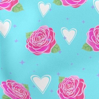 Roses And Love Hearts Stretch Ponte