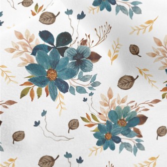 Blue Watercolor Flowers Micro Fleece