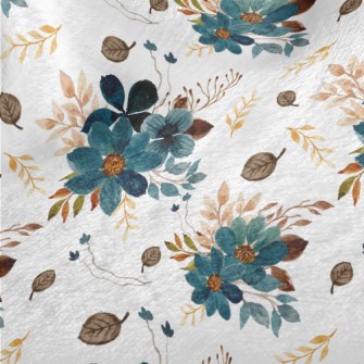 Blue Watercolor Flowers Minky