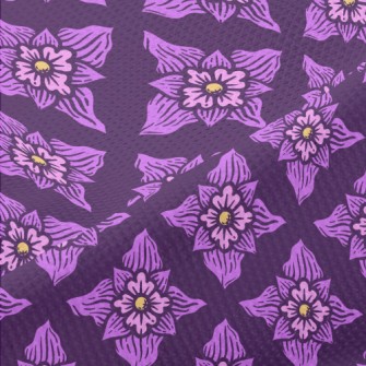 Hand Drawn Purple Flowers Piqué