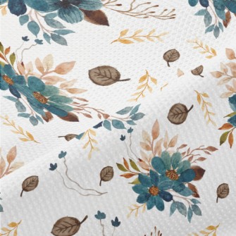 Blue Watercolor Flowers Piqué