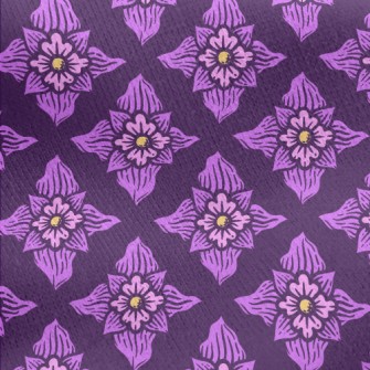 Hand Drawn Purple Flowers Jersey Backed Fleece