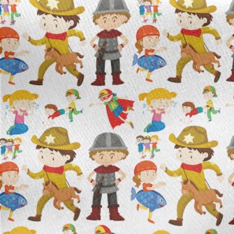 Children In Different Costumes Jersey Backed Fleece