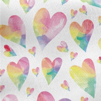 Watercolor Colored Love Heart Jersey Backed Fleece