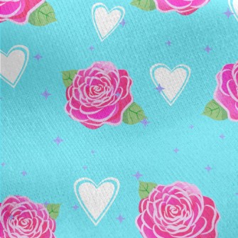 Roses And Love Hearts Jersey Backed Fleece