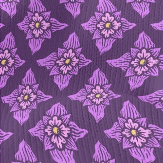 Hand Drawn Purple Flowers Stretch Jersey