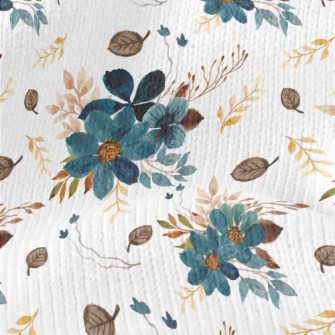 Blue Watercolor Flowers Stretch Jersey