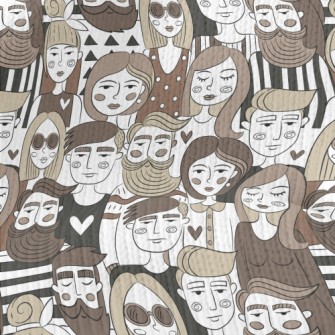 Hand-painted Group Portraits Stretch Jersey