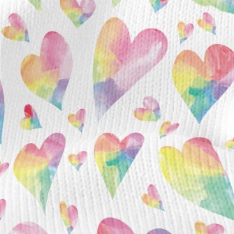 Watercolor Colored Love Heart Stretch Jersey