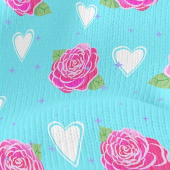 Roses And Love Hearts Stretch Jersey