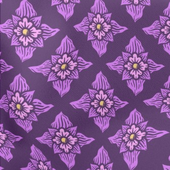 Hand Drawn Purple Flowers Lightweight Cotton Poplin