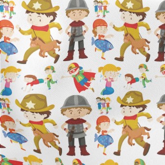 Children In Different Costumes Lightweight Cotton Poplin