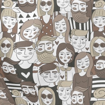 Hand-painted Group Portraits Lightweight Cotton Poplin