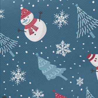 Winter Snowman And Christmas T Midweight Cotton Poplin