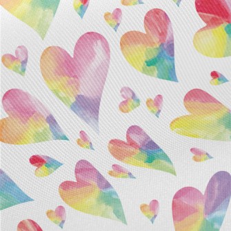 Watercolor Colored Love Heart Midweight Cotton Poplin