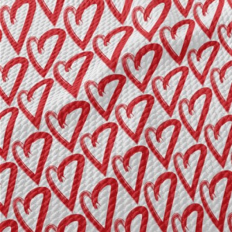 Hand Drawn Red Love Heart Birdseye Piqué