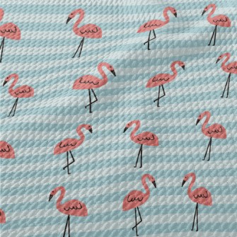 Cute Hand Drawn Flamingo Birdseye Piqué