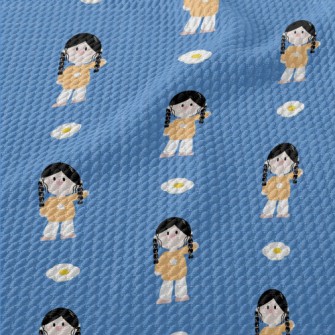 Cartoon Braid Girl Birdseye Piqué