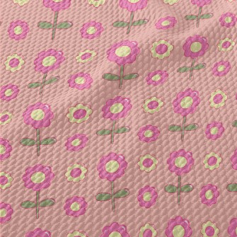 Cartoon Glossy Flowers Birdseye Piqué