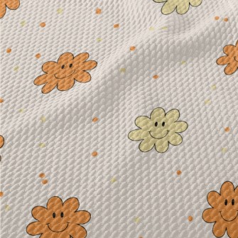 Cute Smiling Flowers Birdseye Piqué