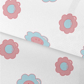 Cartoon Blue Pink Flowers Waterproof Oxford