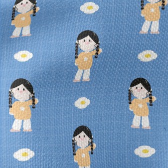 Cartoon Braid Girl Waterproof Canvas
