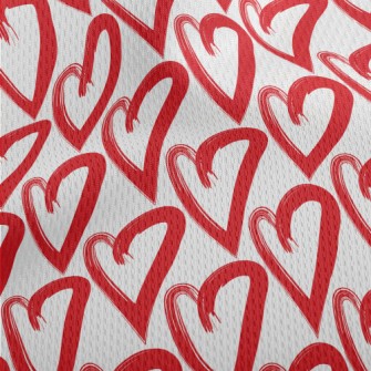 Hand Drawn Red Love Heart Athletic Mesh Flat Back