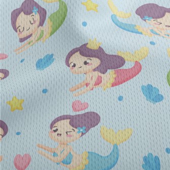 Cute Mermaid Swimming In The S Athletic Mesh Flat Back