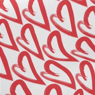 Hand Drawn Red Love Heart Twill