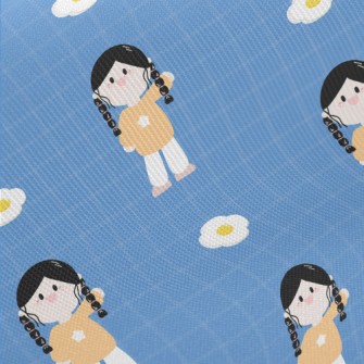 Cartoon Braid Girl Twill