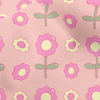 Cartoon Glossy Flowers Micro Fleece