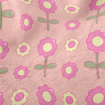 Cartoon Glossy Flowers Minky