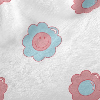 Cartoon Blue Pink Flowers Minky