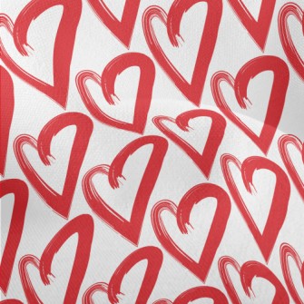 Hand Drawn Red Love Heart Lightweight Performance Linen