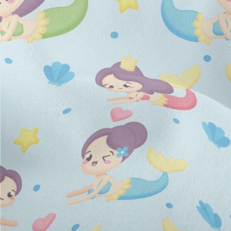 Cute Mermaid Swimming In The S Lightweight Performance Linen