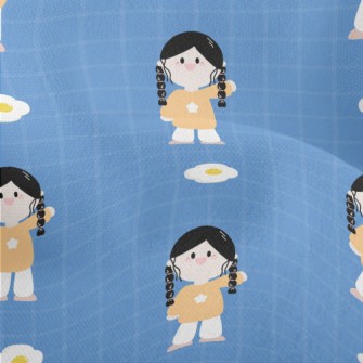 Cartoon Braid Girl Lightweight Performance Linen