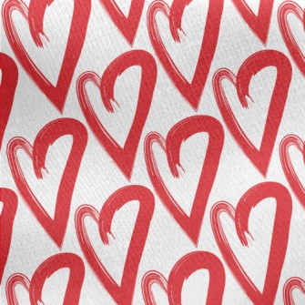 Hand Drawn Red Love Heart Jersey Backed Fleece