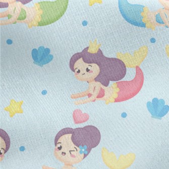 Cute Mermaid Swimming In The S Jersey Backed Fleece