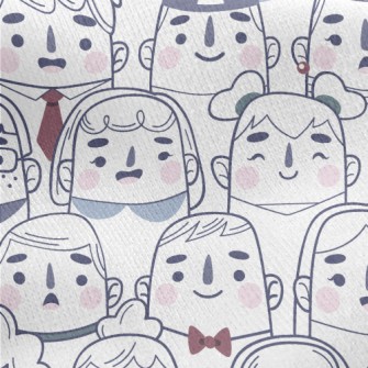 Cute Character Expressions Jersey Backed Fleece