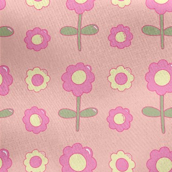 Cartoon Glossy Flowers Jersey Backed Fleece