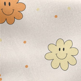 Cute Smiling Flowers Jersey Backed Fleece